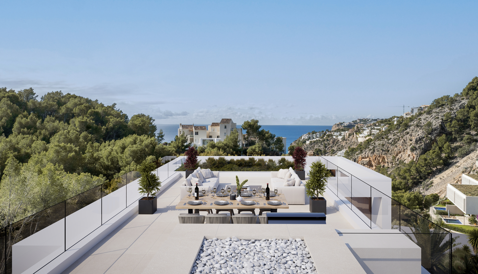 Dachterrasse mit Teilmeerblick