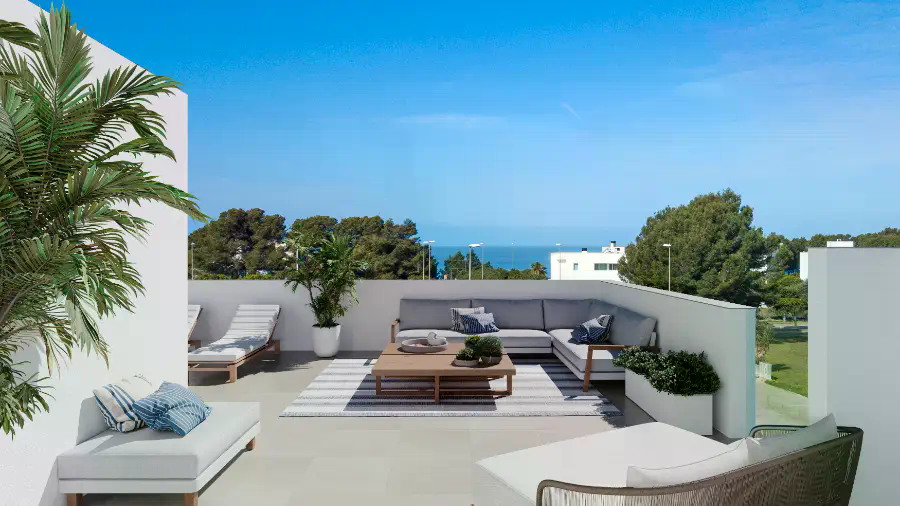 New-build terraced houses with sea views from 1 million euros