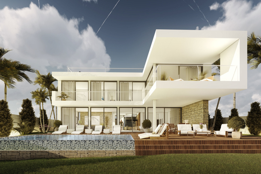 Projekt: Villa mit Teilmeerblick in Sol de Mallorca - Moderne Neubauvilla mit Pool und Garten (3947)