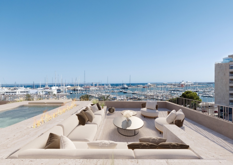 Neue Luxusresidenz zwischen Santa Catalina und dem Paseo Marítimo. Preise ab 1.320.000 € - Blick auf Palmas Hafen (15699)