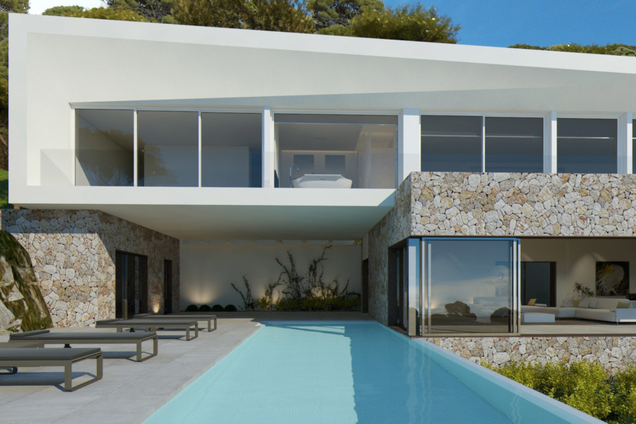 Projekt einer Neubauvilla mit Teilmeerblick in Sol de Mallorca - Projektvorschlag (4056)