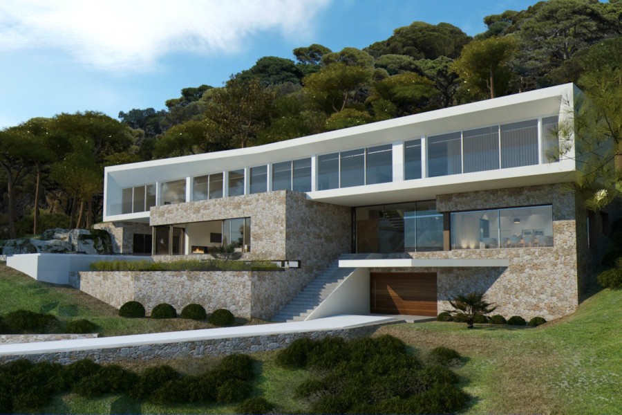 Projekt einer Neubauvilla mit Teilmeerblick in Sol de Mallorca - Projektvorschlag (4055)
