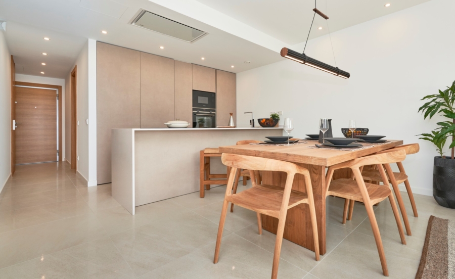 Erdgeschoss-Appartement mit privaten Gärten in Meeresnähe - Essbereich (5543)