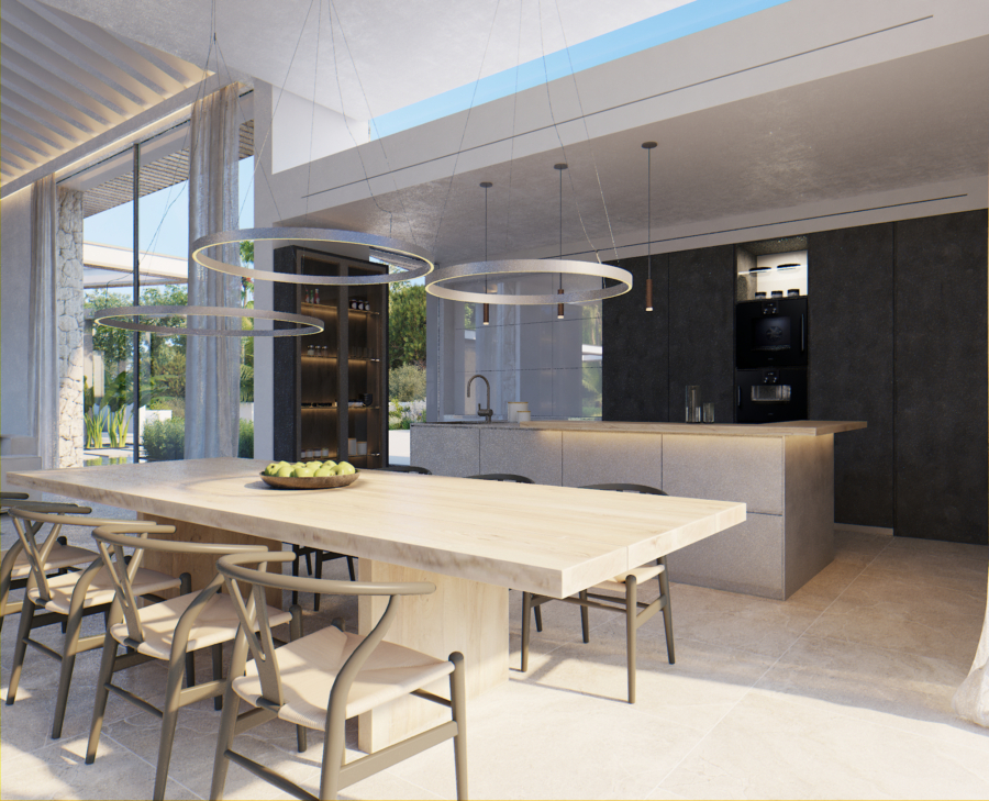 Neubauvilla in exklusiver Lage in Santa Ponsa - Küche und Essbereich (4856)